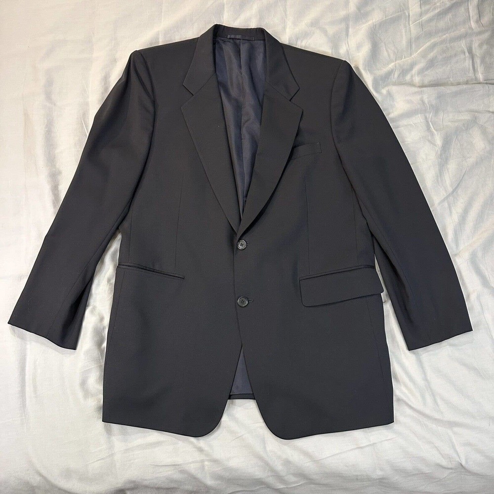 Vintage Baron Kay’s Tailor Blazer 44 Black Sport Coat Custom Made In Hong Kong